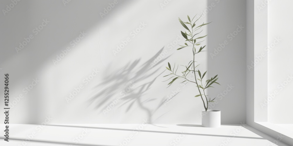 Poster a minimalistic aesthetic featuring a stark white backdrop, minimalist design elements arranged asymm