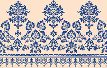 A blue and white floral design with a blue border
