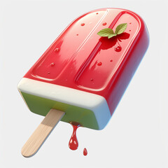 Watermelon ice cream on light background, 3d illustration