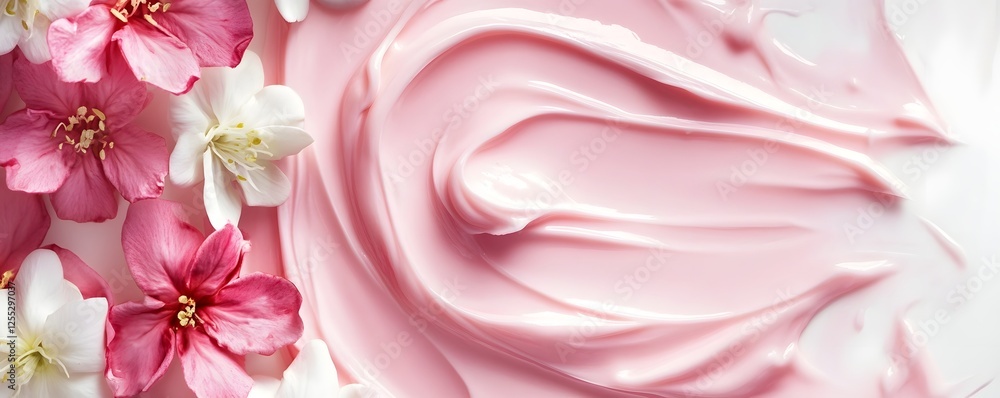 Poster captivating soft pink floral fabric swirls create an and elegant texture background with a romantic 