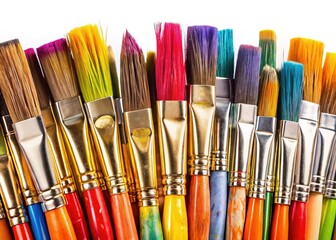 Fototapeta premium Stunning Used Paintbrushes in Vivid Colors