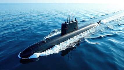 Submarine on Deep Blue Sea - Stunning Underwater Photo