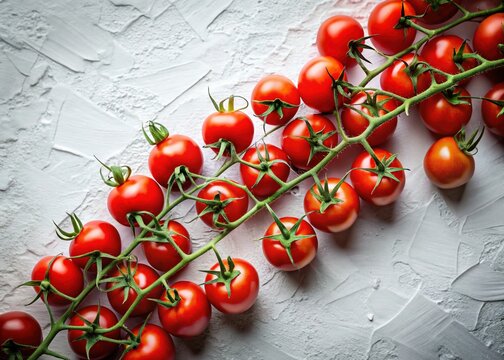 Textured surface, surreal cherry tomatoes.