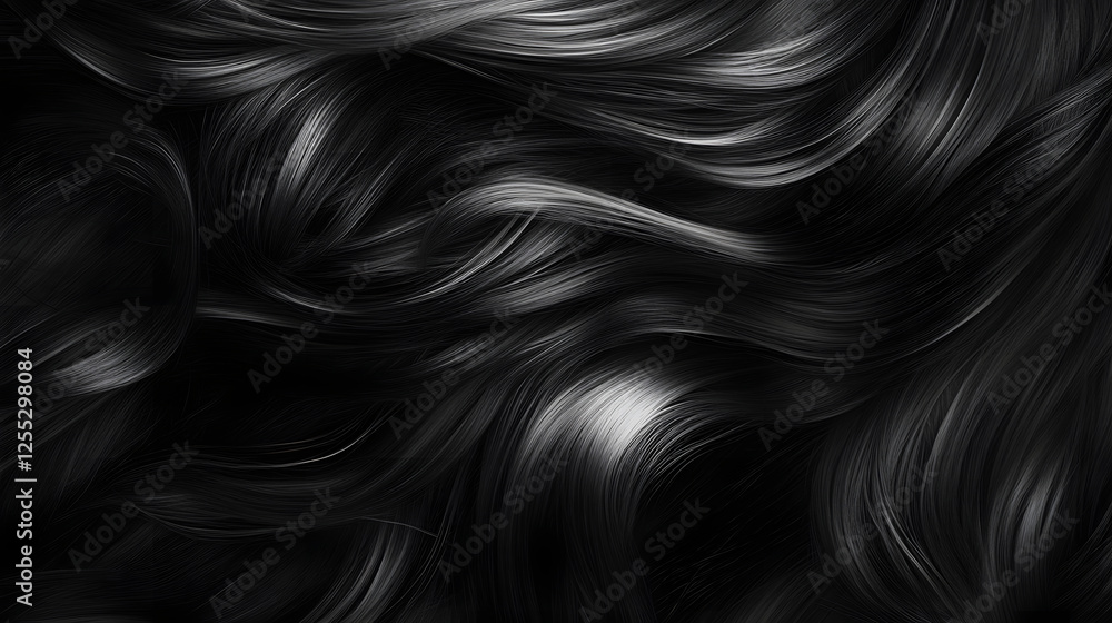Poster Captivating waves of abstract digital art in a mesmerizing monochrome palette creating a hypnotic ethereal and dynamic visual experience