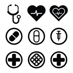 Minimalist Medical Icons Hospital and First Aid Signs