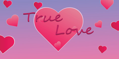 True love glossy pink 3d inflated editable vector text effect