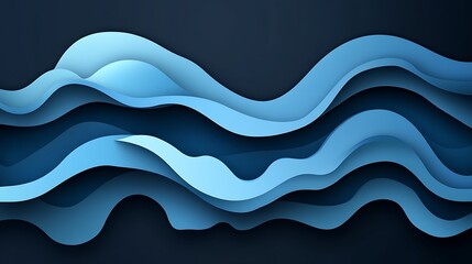 Abstract blue waves, dark background, design (2)