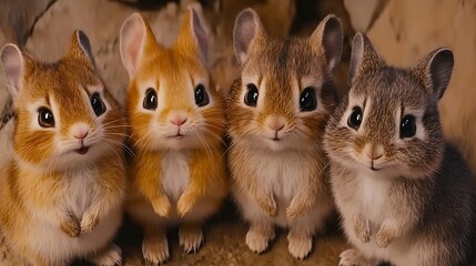Precious Rodents Four Little Mice Posing Together Cute Animal Wildlife Photography Rodent Family