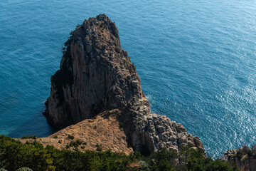 High-angle view of the cliffs at the seaside