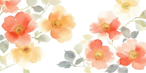 Soft Pastel Floral Watercolor Arrangement with Delicate Petals