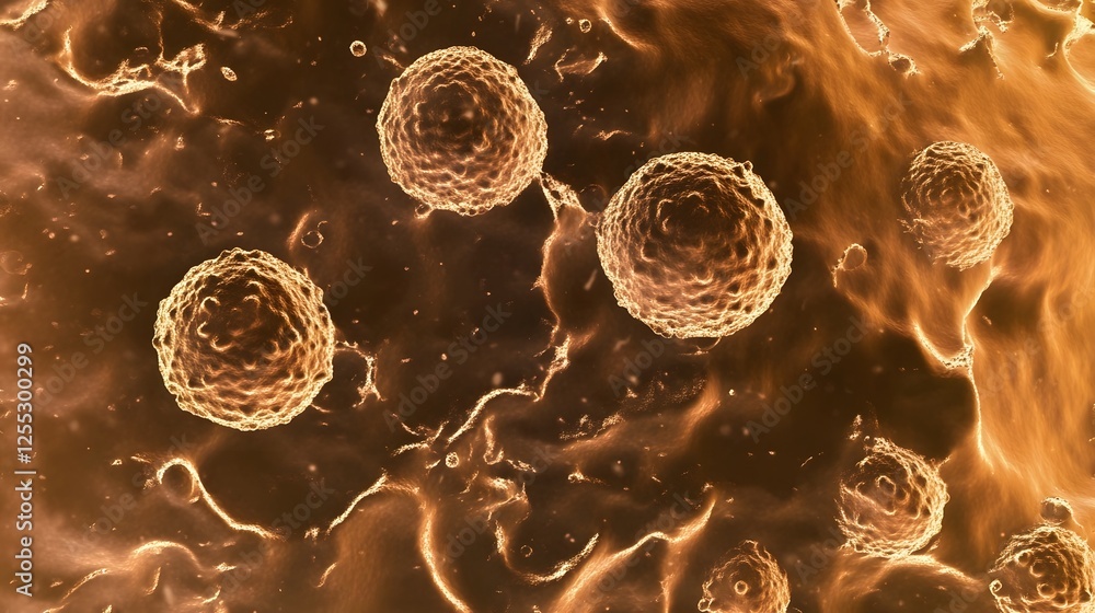 Leinwandbilder close up detailed view of various microscopic biological specimens cells and molecular structures ob