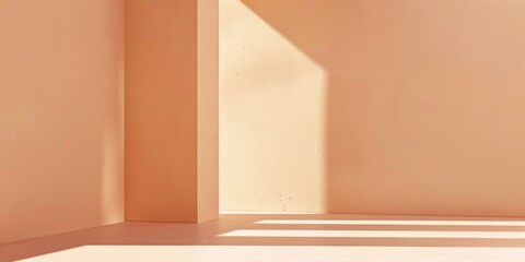 A minimalistic approach with a soft peach cream background, Clean shapes and smooth surfaces, Contemporary minimalist style