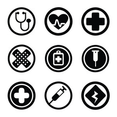 Pharmaceutical and Hospital Care Icon Set