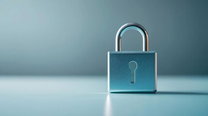 Fototapeta premium Silver Lock On Light Blue Background