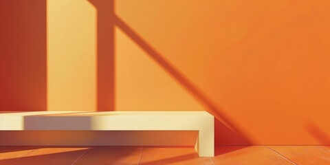 A minimalistic approach with a soft tangerine background, Clean shapes and smooth surfaces, Contemporary minimalist style
