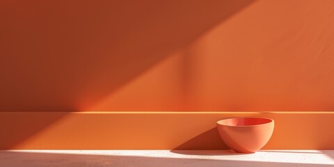 A minimalistic approach with a soft tangerine orange background, Clean shapes and smooth surfaces, Contemporary minimalist style