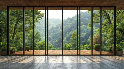 Naklejka premium Modern Interior with Mountain View