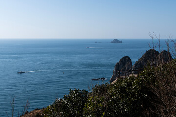 observatory on the seaside cliff and rock