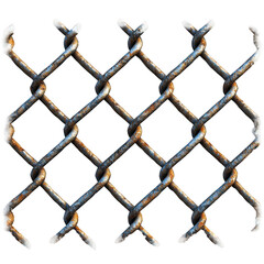 Chain Link Fence with Realistic Wire Mesh Pattern Isolated on Transparent Background