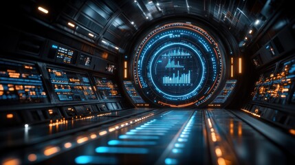 Futuristic control room data analysis