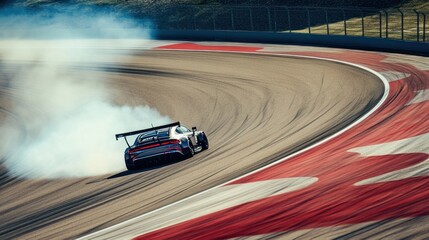 Adrenaline fueled motorsport competition a racing car drifting on track
