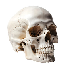 Obraz premium A human skull for medical and anatomical study on a transparent background PNG 
