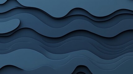 Fototapeta premium Abstract blue waves, paper cut design