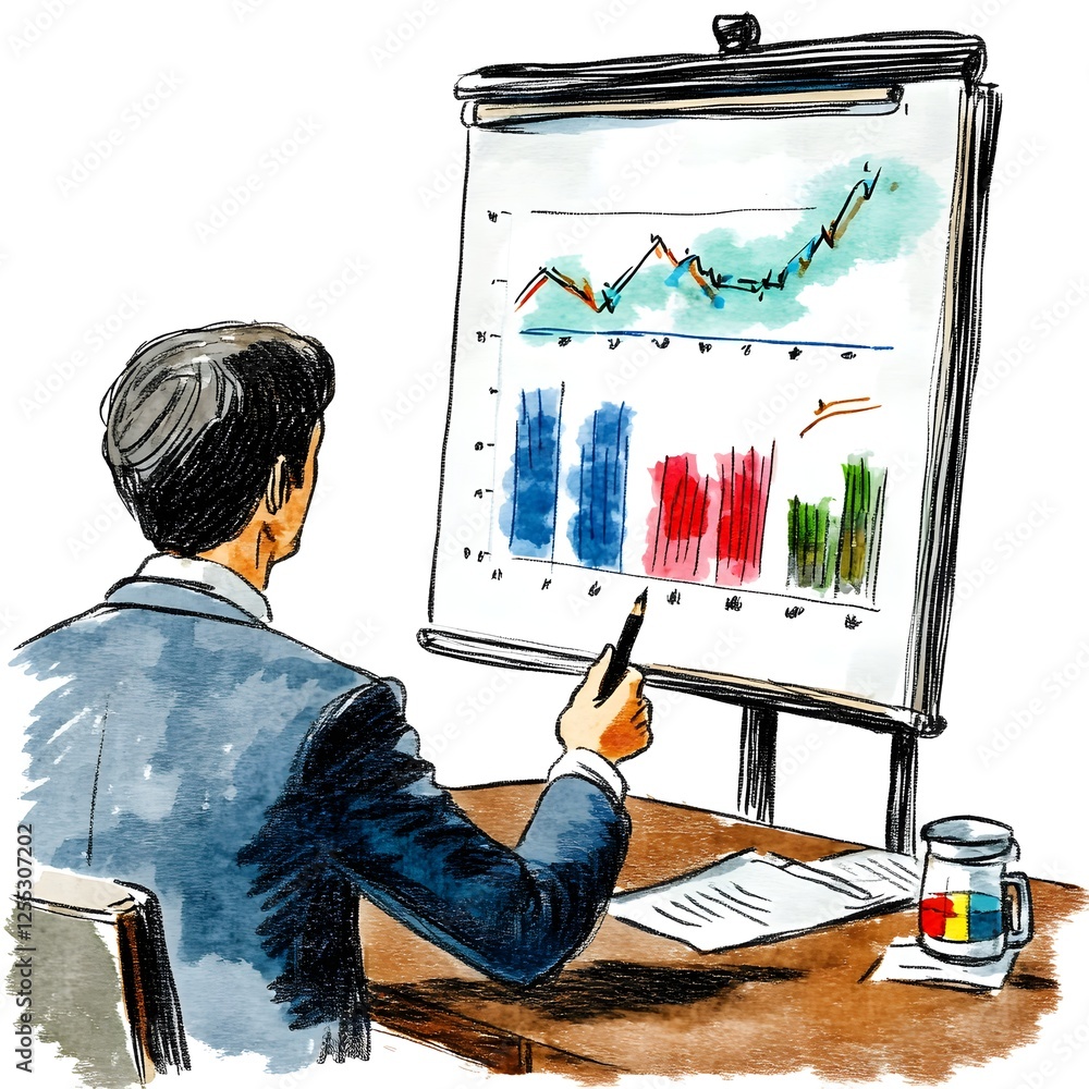 Poster business consultant presenting detailed market analysis using charts graphs and data visualizations 