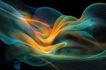 Obraz premium Abstract Colorful Waves Flowing in a Dark Background