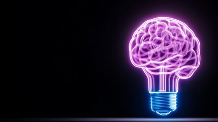 Luminous Brain Lightbulb Idea Generation Concept with Neural Networks Innovation and Creativity
