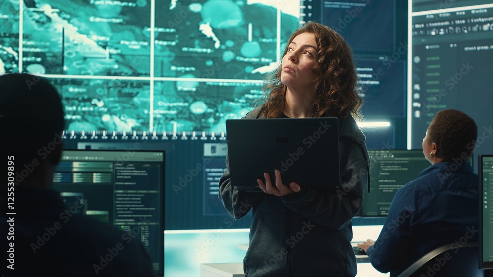 Poster governmental hackers execute cyber attacks by breaking passwords, compromising online security. spec