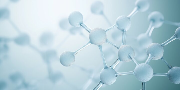 Abstract background featuring a molecule structure with soft gradients and subtle frosted patterns in a serene minimalist style