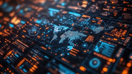 Obraz premium Global network data analysis screen