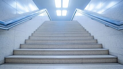 Brightly lit indoor stairway with modern design and handrails