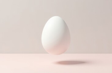 Fototapeta premium White Easter egg floating above a neutral background, modern and surreal