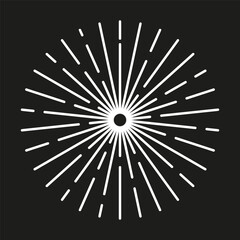 Obraz premium Abstract burst lines. Sunburst vector symbol. Radiating graphic design. Black and white illustration.