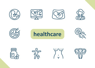 Healthcare icons. Health care, hospital, medical vector icon set