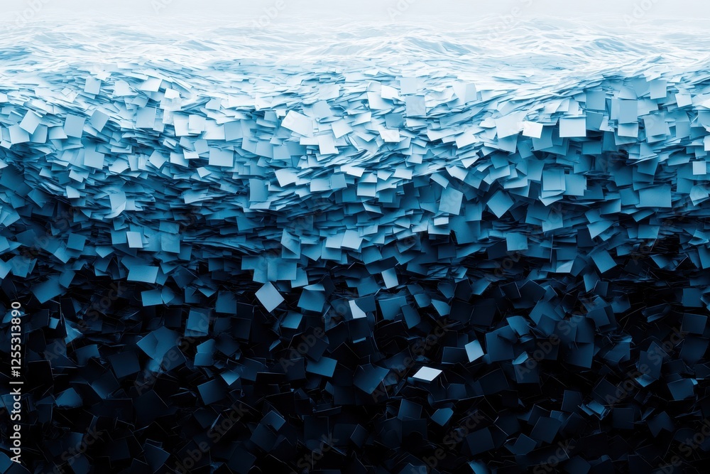 Aufkleber abstract ocean wave with blue cube shapes in depth perspective