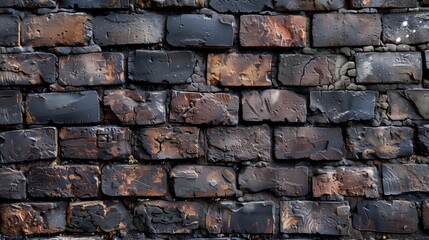 Obraz premium Worn Black Brick Wall with Burnt Texture .