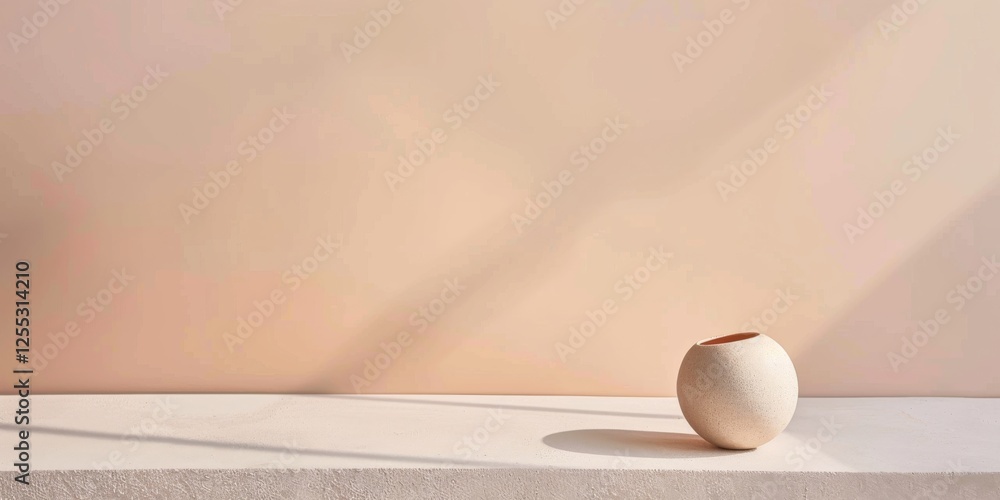 Poster A minimalistic composition with a light apricot background, Simple forms and minimal textures, Sleek minimalist style