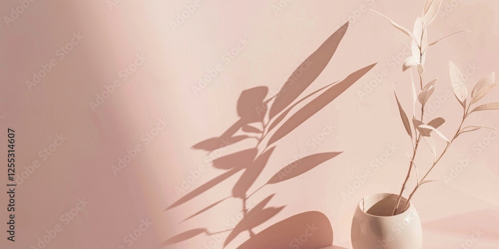 Poster a minimalistic composition with a light blush pink background, delicate lines and subtle patterns, e