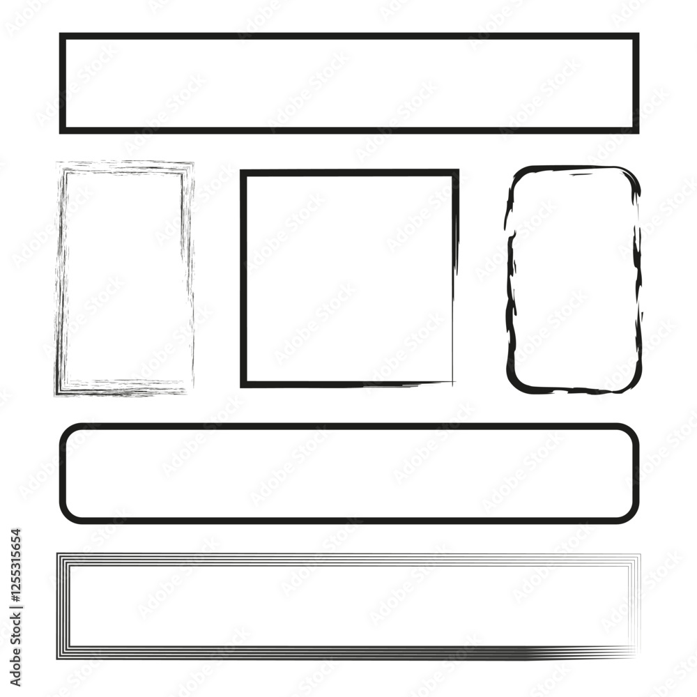Poster collection of frames. abstract black outlines. various rectangular shapes. vector illustration.