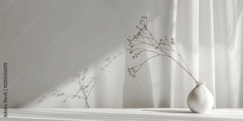 Poster A minimalistic composition with a light dove grey backdrop, Simple forms and minimal textures, Sleek minimalist style