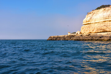 the coast seen from a boat near Porches algarve portugal