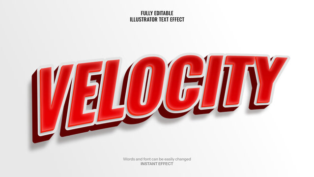 Editable Velocity 3D Text Effect with Bold and Dynamic Typography on a Clean White Background.