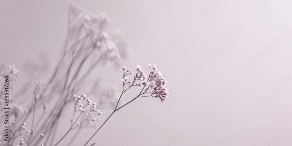 Poster A minimalistic composition with a light lavender grey background, Delicate lines and subtle patterns, Elegant minimalist style