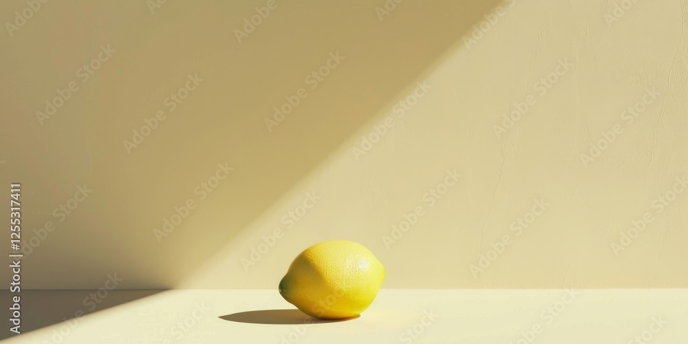 Poster A minimalistic composition with a light lemon background, Simple forms and minimal textures, Sleek minimalist style