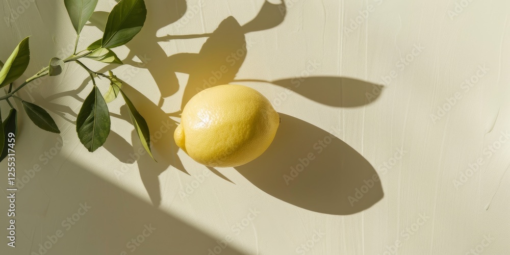 Poster A minimalistic composition with a light lemon background, Simple forms and minimal textures, Sleek minimalist style