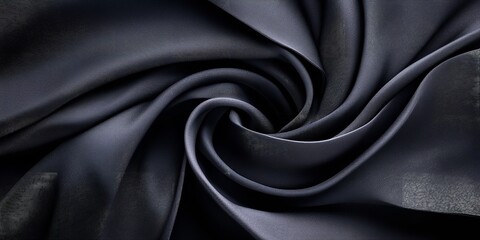 Obraz premium Soft black fabric twisted in an elegant spiral pattern showcasing its smooth texture and rich color in natural light