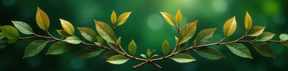 Delicate gold leaf laurel wreath, intertwined branches, greenery backdrop , elegant, graphic